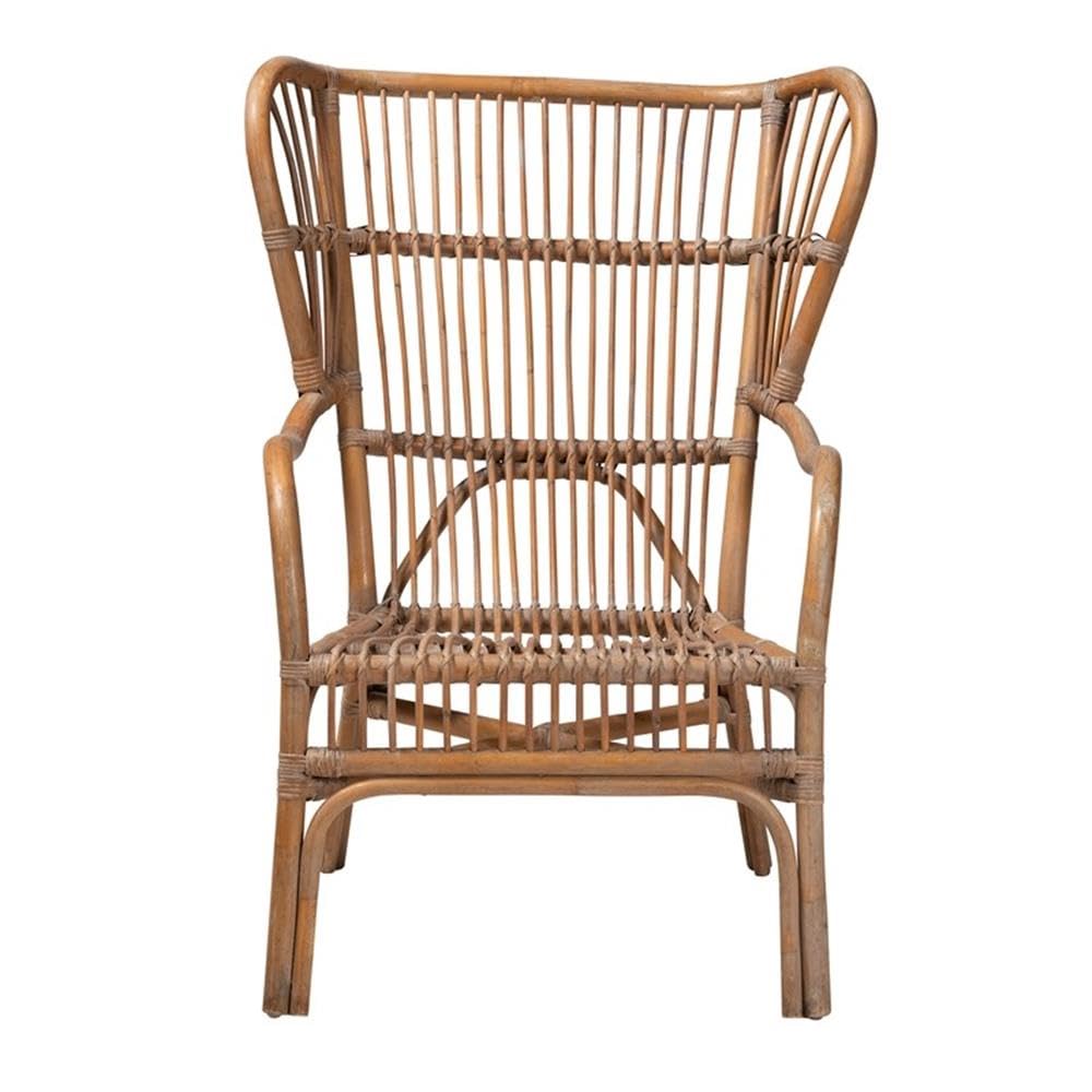 Baxton Studio Lamaria Modern Bohmenian Natural Brown Antique Rattan Armchair
